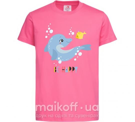 Детская футболка Happy dolphin and a fish Ярко-розовый фото