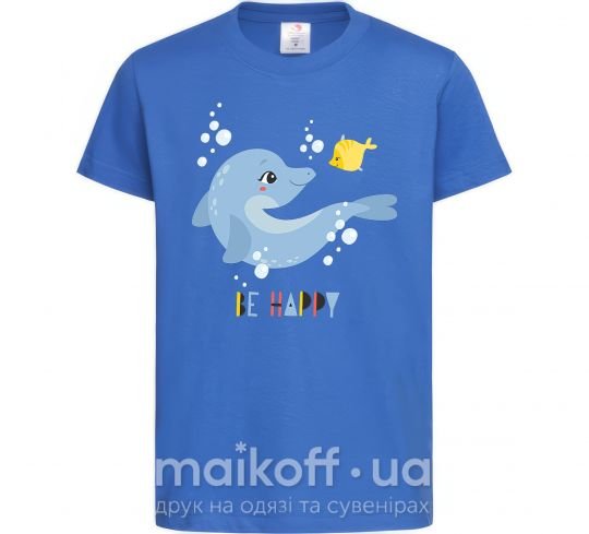 Детская футболка Happy dolphin and a fish Ярко-синий фото