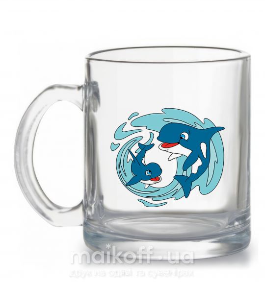 Чашка скляна Happy dolphins Прозорий фото