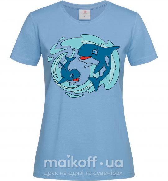 Женская футболка Happy dolphins Голубой фото