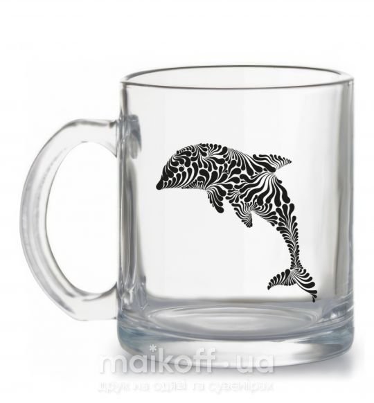Чашка скляна Dolphin curves Прозорий фото