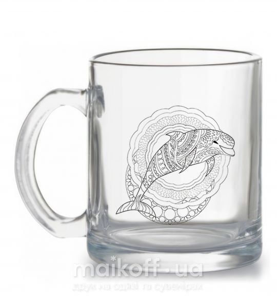 Чашка скляна Dolphin drawing Прозорий фото