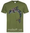 Мужская футболка Разноцветный дельфин Оливковый фото