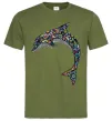 Чоловіча футболка Різнокольоровий дельфін Оливковий фото