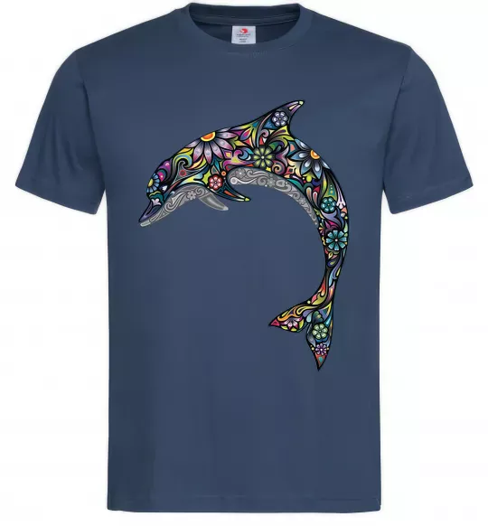 Чоловіча футболка Різнокольоровий дельфін Темно-синій фото