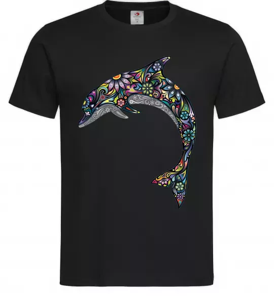Чоловіча футболка Різнокольоровий дельфін Чорний фото
