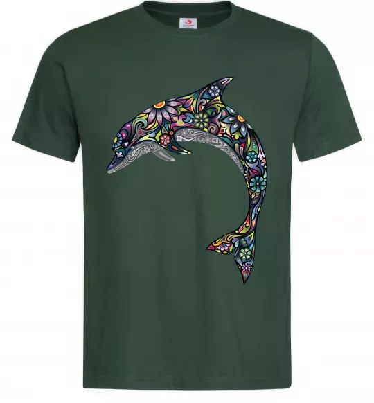 Чоловіча футболка Різнокольоровий дельфін Темно-зелений фото