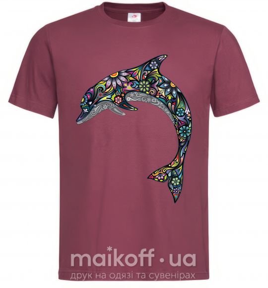 Чоловіча футболка Разноцветный дельфин Бордовий фото