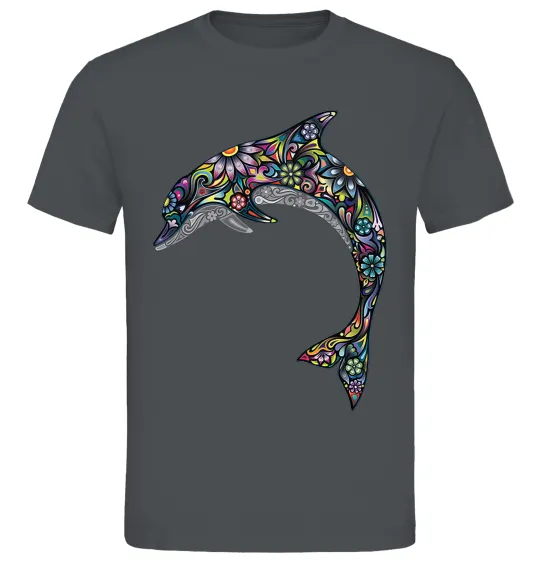 Чоловіча футболка Різнокольоровий дельфін Графіт фото