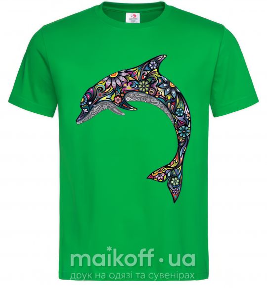 Мужская футболка Разноцветный дельфин Зеленый фото