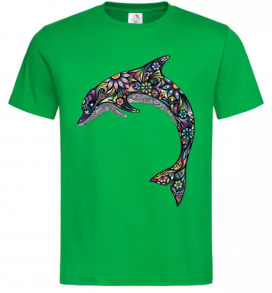 Чоловіча футболка Різнокольоровий дельфін Зелений фото