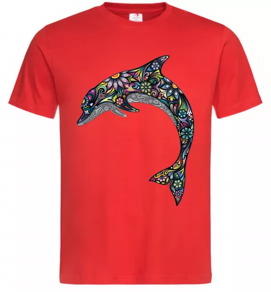 Чоловіча футболка Різнокольоровий дельфін Червоний фото