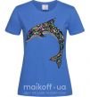 Женская футболка Разноцветный дельфин Ярко-синий фото