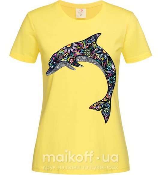 Женская футболка Разноцветный дельфин Лимонный фото
