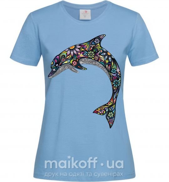 Жіноча футболка Разноцветный дельфин Блакитний фото