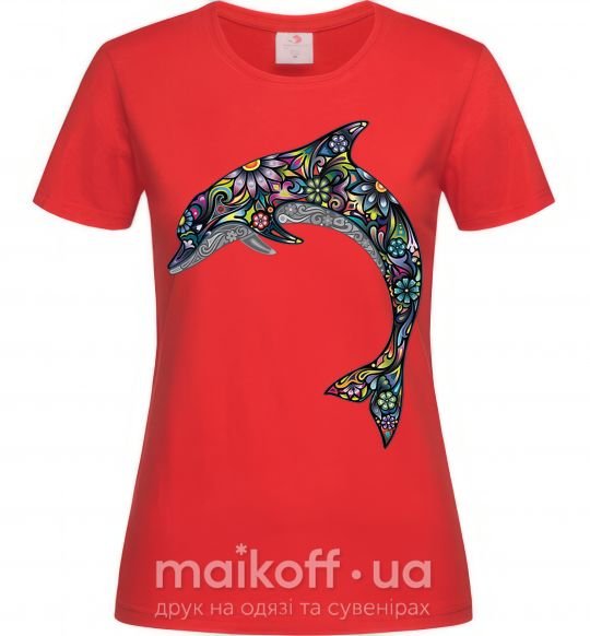 Жіноча футболка Разноцветный дельфин Червоний фото
