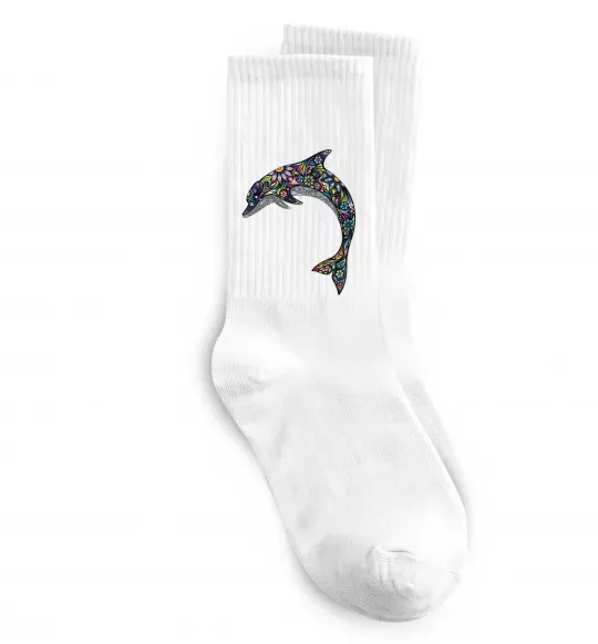 Шкарпетки Різнокольоровий дельфін Білий фото