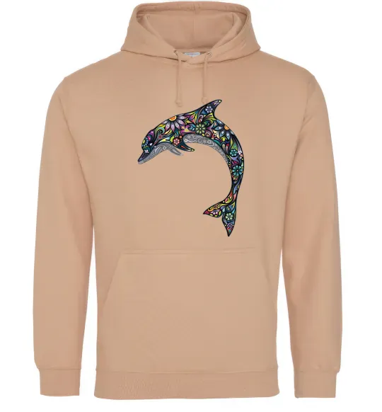 Мужская толстовка (худи) Різнокольоровий дельфін Песочный фото