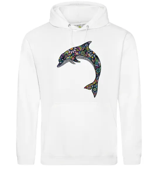Женская толстовка (худи) Різнокольоровий дельфін Белый фото