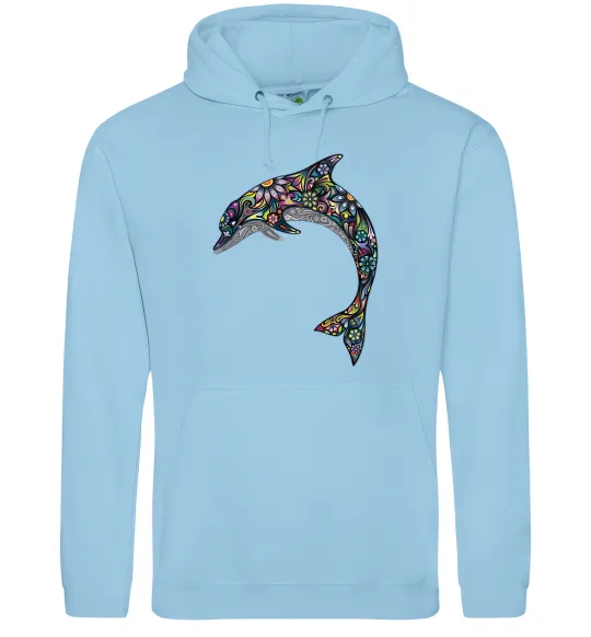Женская толстовка (худи) Різнокольоровий дельфін Голубой фото