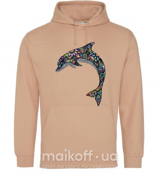 Чоловіча толстовка (худі) Разноцветный дельфин Пісочний фото
