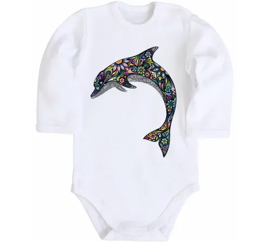 Детский боди Різнокольоровий дельфін Белый фото