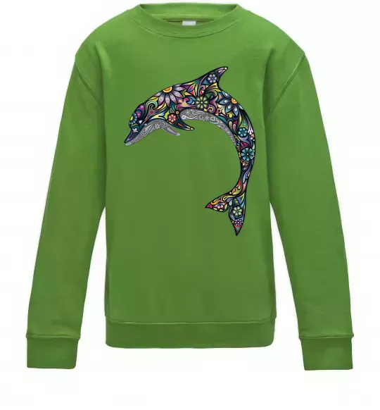 Дитячий світшот Різнокольоровий дельфін Лаймовий фото