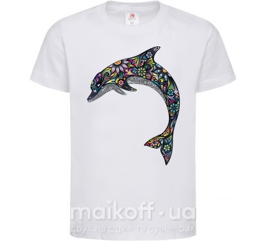 Детская футболка Разноцветный дельфин Белый фото