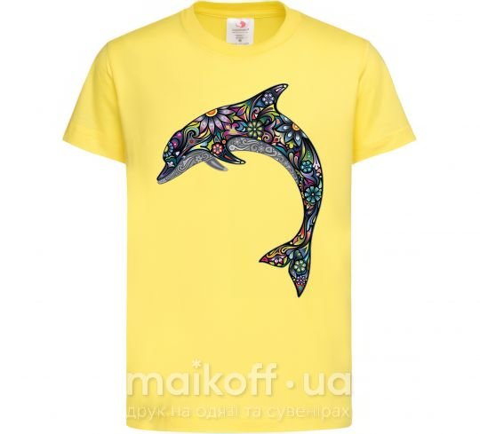 Дитяча футболка Разноцветный дельфин Лимонний фото