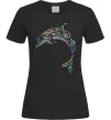 Жіноча футболка Різнокольоровий дельфін Чорний Жіноча футболка Різнокольоровий дельфін Чорний фото