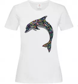 Женская футболка Різнокольоровий дельфін Белый фото