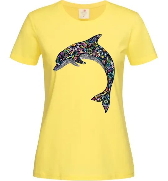 Жіноча футболка Різнокольоровий дельфін Лимонний фото