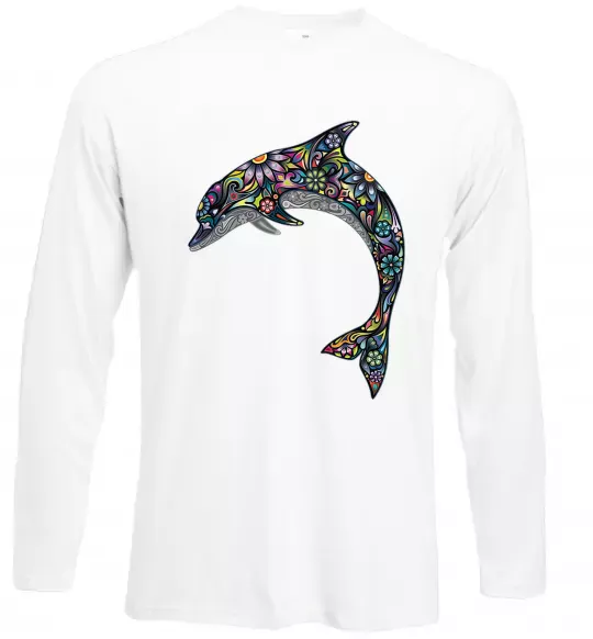Лонгслів Різнокольоровий дельфін Білий фото