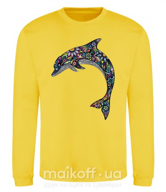 Свитшот Разноцветный дельфин Солнечно желтый фото
