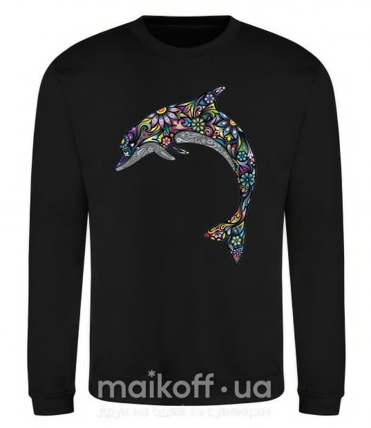 Світшот Разноцветный дельфин Чорний фото