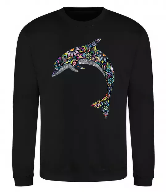 Світшот Різнокольоровий дельфін Чорний фото