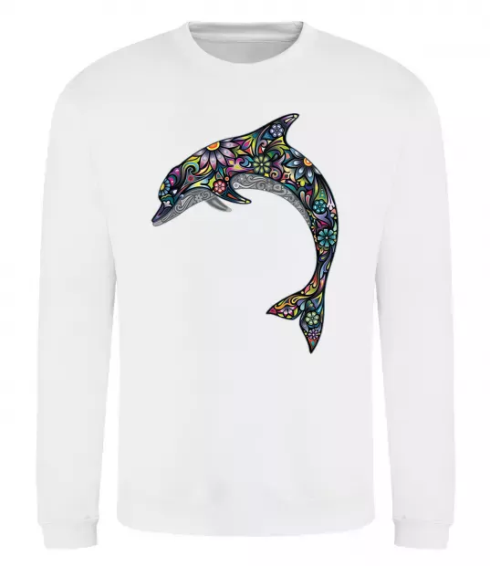 Світшот Різнокольоровий дельфін Білий фото
