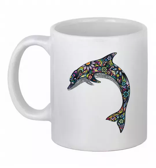 Чашка керамічна Різнокольоровий дельфін Білий фото