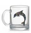 Чашка стеклянная Разноцветный дельфин Прозрачный фото