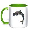 Чашка с цветной ручкой Різнокольоровий дельфін Зеленый фото