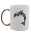 Чашка с цветной ручкой Різнокольоровий дельфін Золото фото