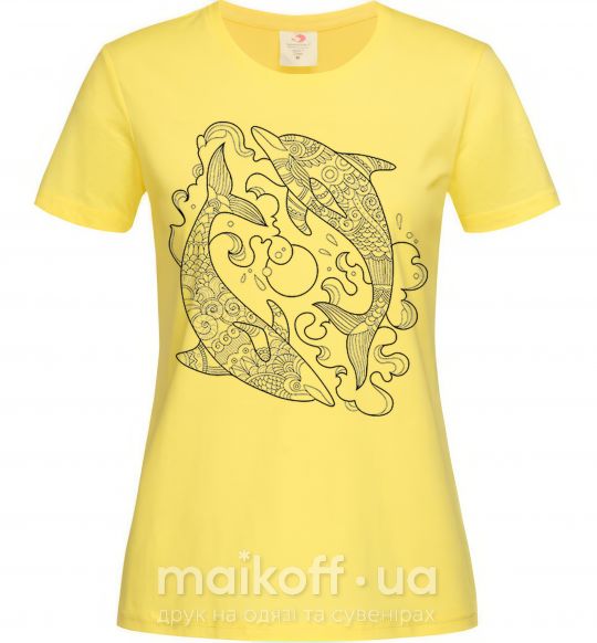 Жіноча футболка Дельфины в море Лимонний фото