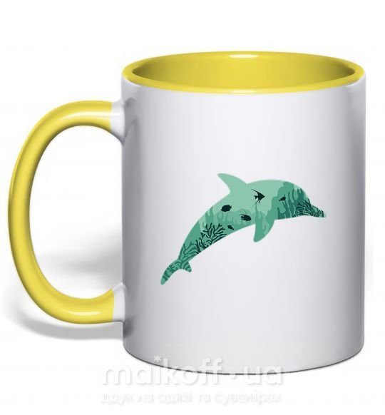 Чашка з кольоровою ручкою Dolphin Sea Сонячно жовтий фото