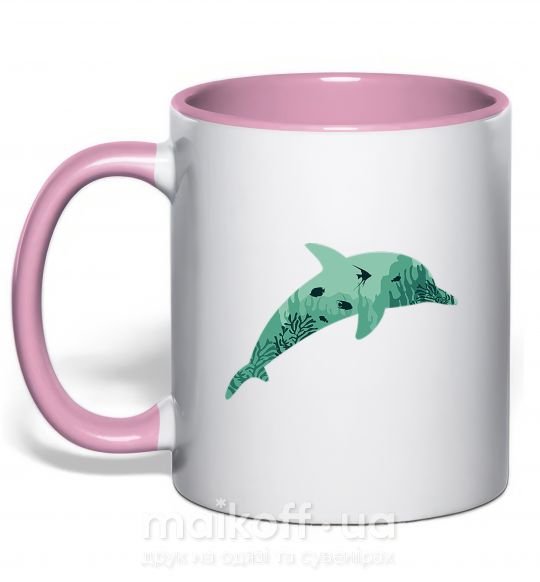 Чашка з кольоровою ручкою Dolphin Sea Ніжно рожевий фото