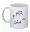 Чашка керамічна Watercolor dolphins Білий фото