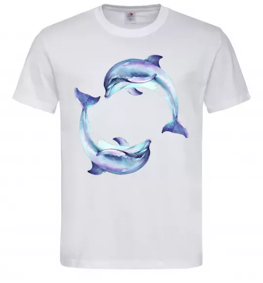 Чоловіча футболка Watercolor dolphins Білий фото
