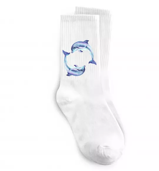 Носки Watercolor dolphins Белый фото