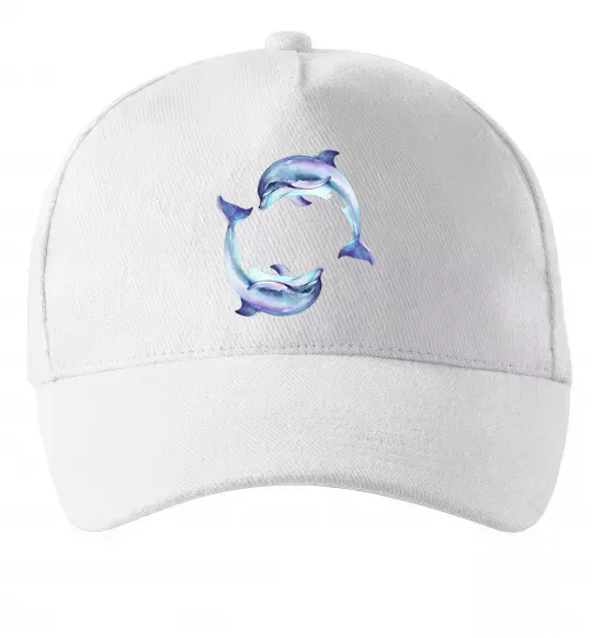 Кепка Watercolor dolphins Білий фото