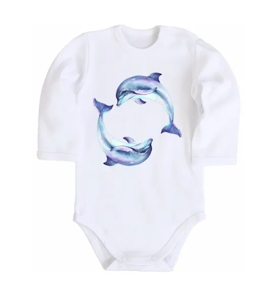 Дитячий бодік Watercolor dolphins Білий фото