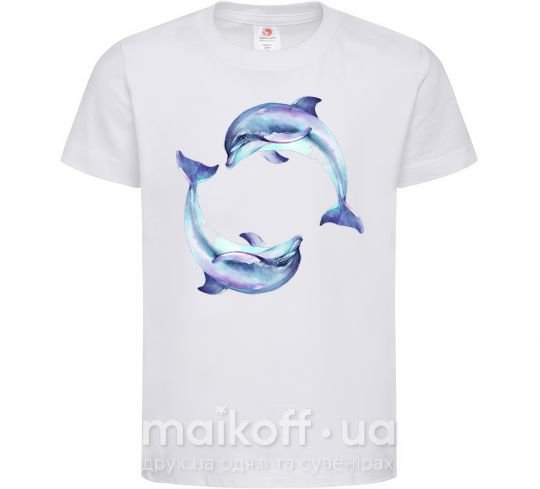 Детская футболка Watercolor dolphins Белый фото